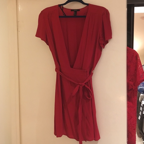 Forever 21 Dresses & Skirts - Red deep v, cap sleeve dress